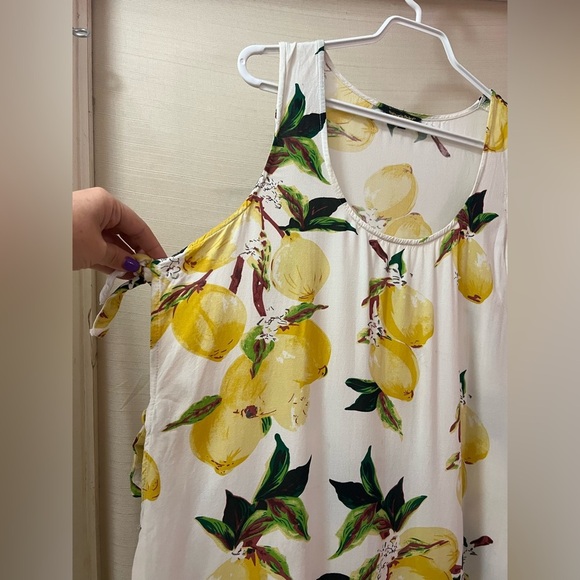 🔴 Spaggia Dolce Lemon Print Sleeveless Dress Size Large Summer Vacation - Picture 3 of 8